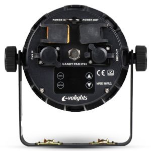  EVOLIGHTS CANDY PAR IP65 reflektor sceniczny oświetlenie zewnętrzne LED DMX 120W RGBW+30x0,2W RGB uchwyt montażowy