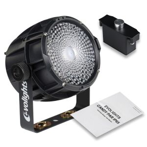  EVOLIGHTS CANDY PAR IP65 reflektor sceniczny oświetlenie zewnętrzne LED DMX 120W RGBW+30x0,2W RGB uchwyt montażowy