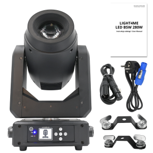  LIGHT4ME LED BSW 280W głowica ruchoma hybryda beam spot wash oświetlenie sceniczne DMX efekt ring 22x0,2W RGB 2x uchwyt montażo