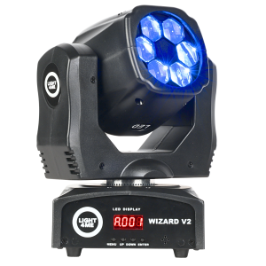 LIGHT4ME WIZARD v2 głowica ruchoma FX oświetlenie sceniczne DMX 6x10W RGBW LED uchwyt montażowy omega