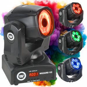 LIGHT4ME WIZARD v2 głowica ruchoma FX oświetlenie sceniczne DMX 6x10W RGBW LED uchwyt montażowy omega