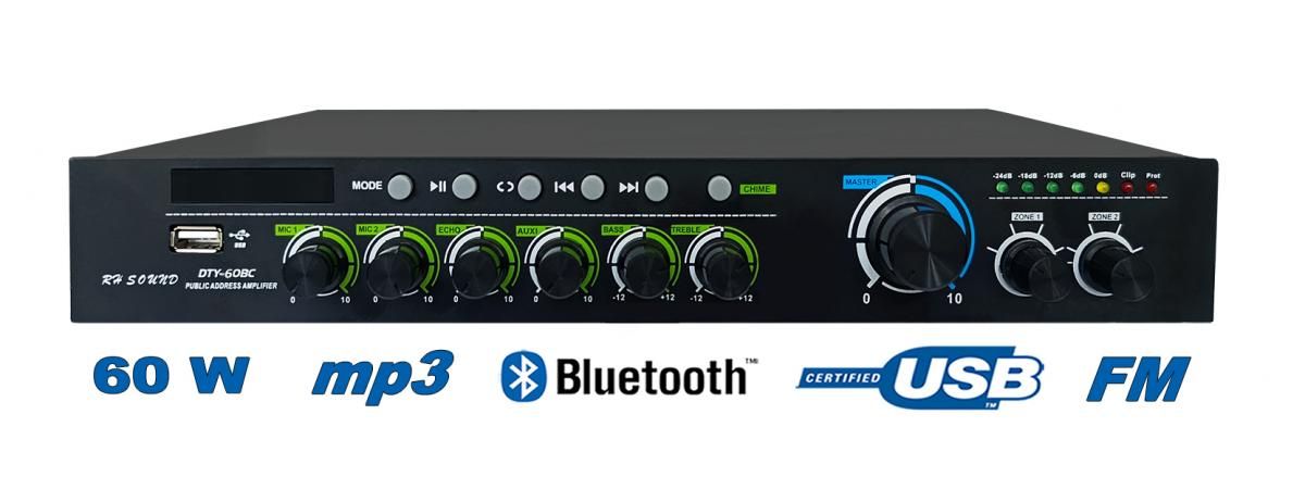 RH SOUND DTY-60BC - radiowęzłowy wzmacniacz cyfrowy o mocy 60W RMS 100V