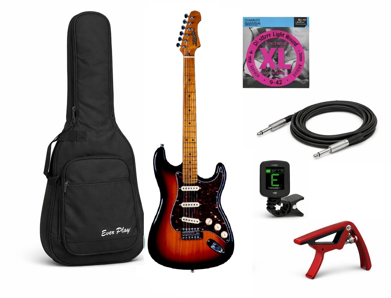 JET JS-300 SB SSS - Gitara Elektryczna (Sunbrust) + akcesoria