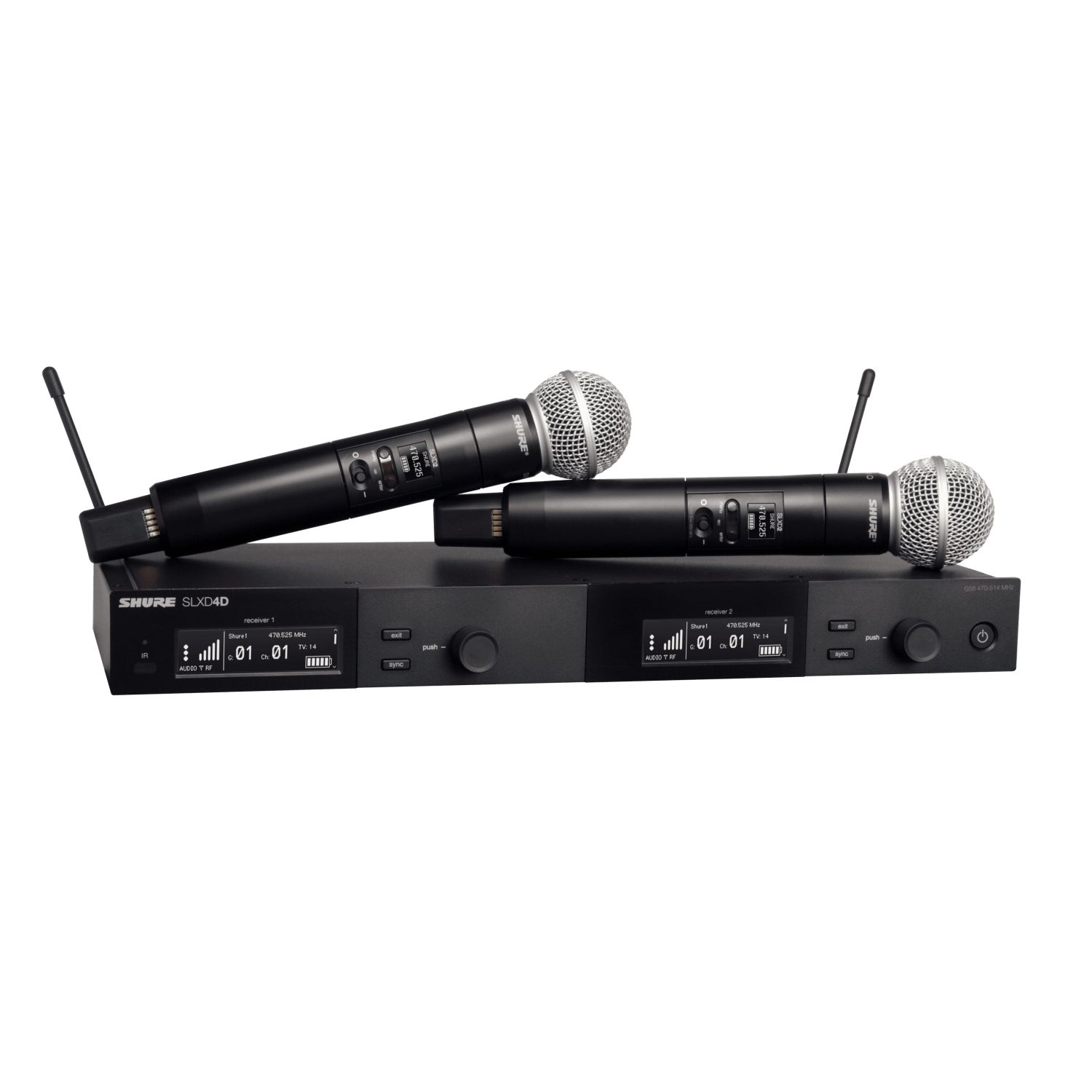 Shure SLXD24DE/SM58-G59 - Podwójny cyfrowy system bezprzewodowy z dwoma nadajnikiami/mikrofonami "do rę...