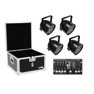 EUROLITE Set 4x LED PAR-56 QCL bk + Case + Controller - zestaw oświetleniowy