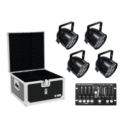 EUROLITE Set 4x LED PAR-56 QCL bk + Case + Controller - zestaw oświetleniowy