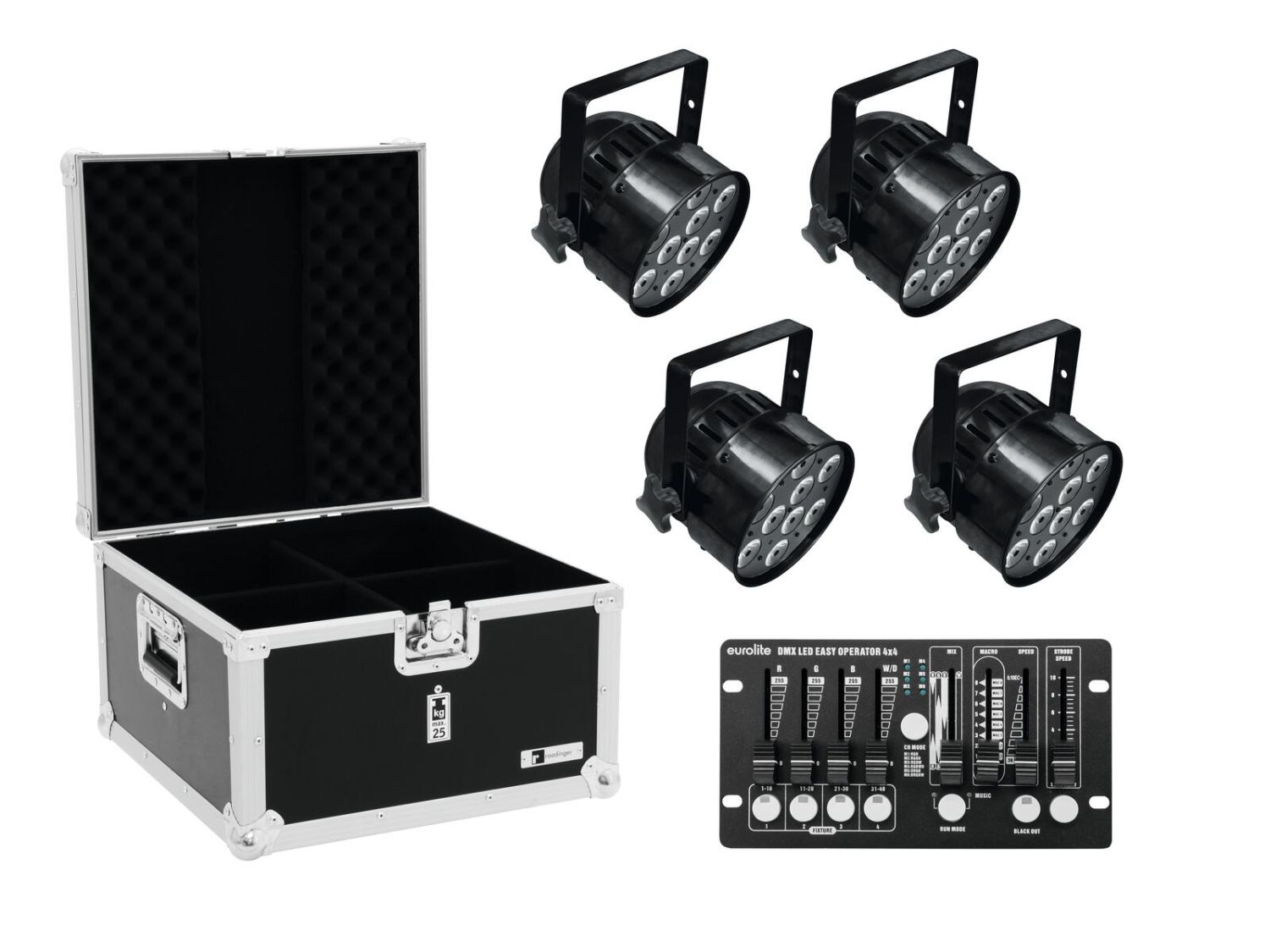 EUROLITE Set 4x LED PAR-56 QCL bk + Case + Controller - zestaw oświetleniowy