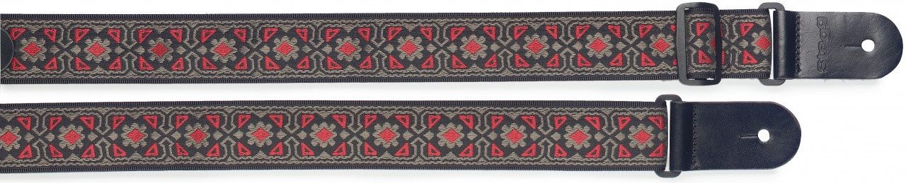Stagg SWO-FLO RED - pasek do gitary, nylonowy