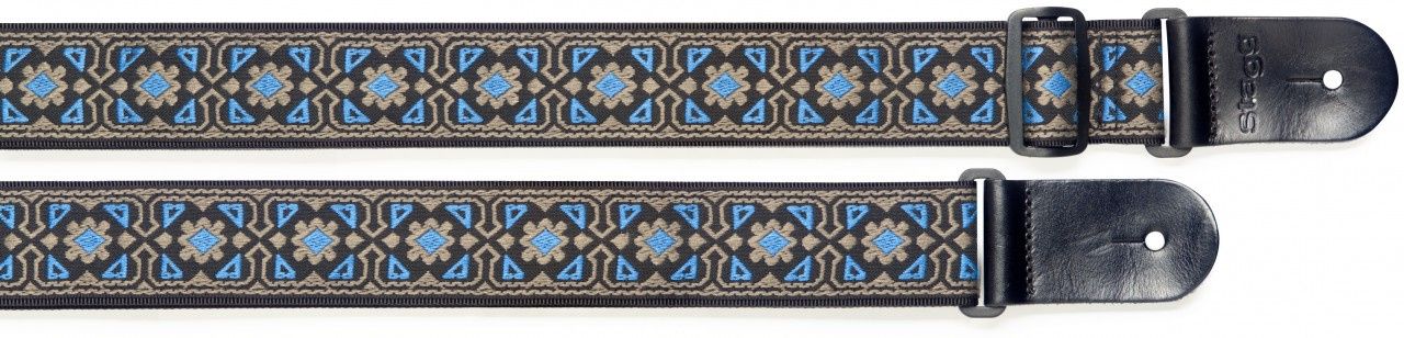 Stagg SWO-FLO BLU - pasek do gitary, nylonowy