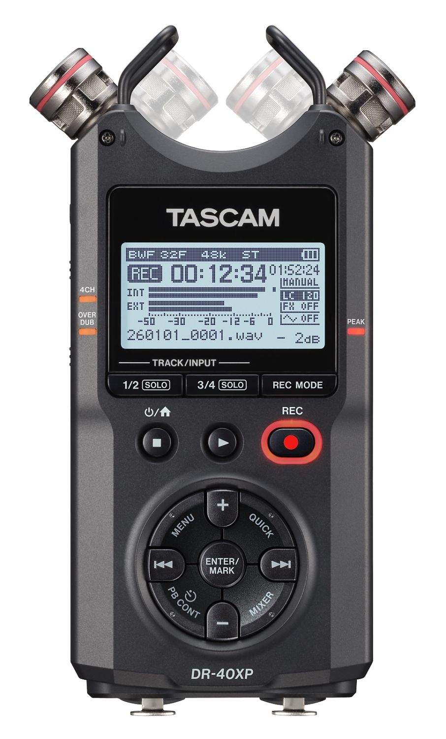 Tascam DR-40XP - rejestrator dźwięku (czarny) na karty SD, technologia 32-bit Float