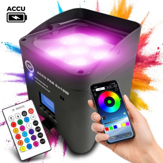 LIGHT4ME ACCU PAR 6x10W RGBWAUV akumulatorowy reflektor par oświetlenie dekoracyjne LED DMX