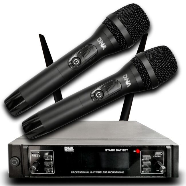 DNA STAGE BAT SET zestaw bezprzewodowy 2x akumulatorowy mikrofon doręczny odbiornik UHF 518-542 MHz