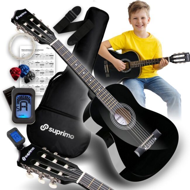 SUPRIMO JRC SET BK gitara klasyczna 1/4 czarna do nauki dla początkujących