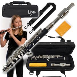 V-TONE PICCOLO 1 flet poprzeczny piccolo pikolo pikulina 32 cm strój C czarno-srebrny do nauki gry z futerałem