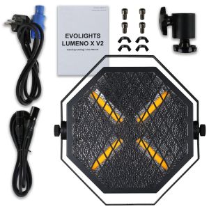 EVOLIGHTS LUMENO X V2 reflektor vintage oświetlenie sceniczne retro ciepła biel efekt tła 4x60W WW LED + 48x0,2 RGB LED