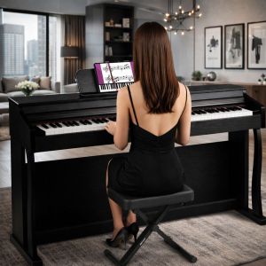 SUPRIMO XC ława do pianina siedzisko krzesło taboret dla muzyka czarna