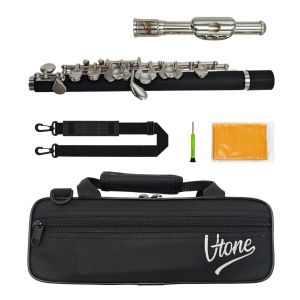 V-TONE PICCOLO 1 flet poprzeczny piccolo pikolo pikulina 32 cm strój C czarno-srebrny do nauki gry z futerałem
