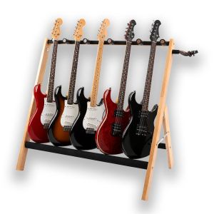 DNA GS5 statyw gitarowy stojak na 5 gitar wielostanowiskowy drewno bukowe składany