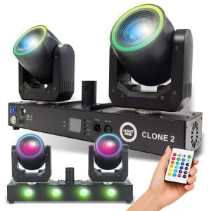 LIGHT4ME CLONE 2 multiefekt oświetleniowy 3w1 oświetlenie sceniczne LED DMX 2x głowica ruchoma spot 100W