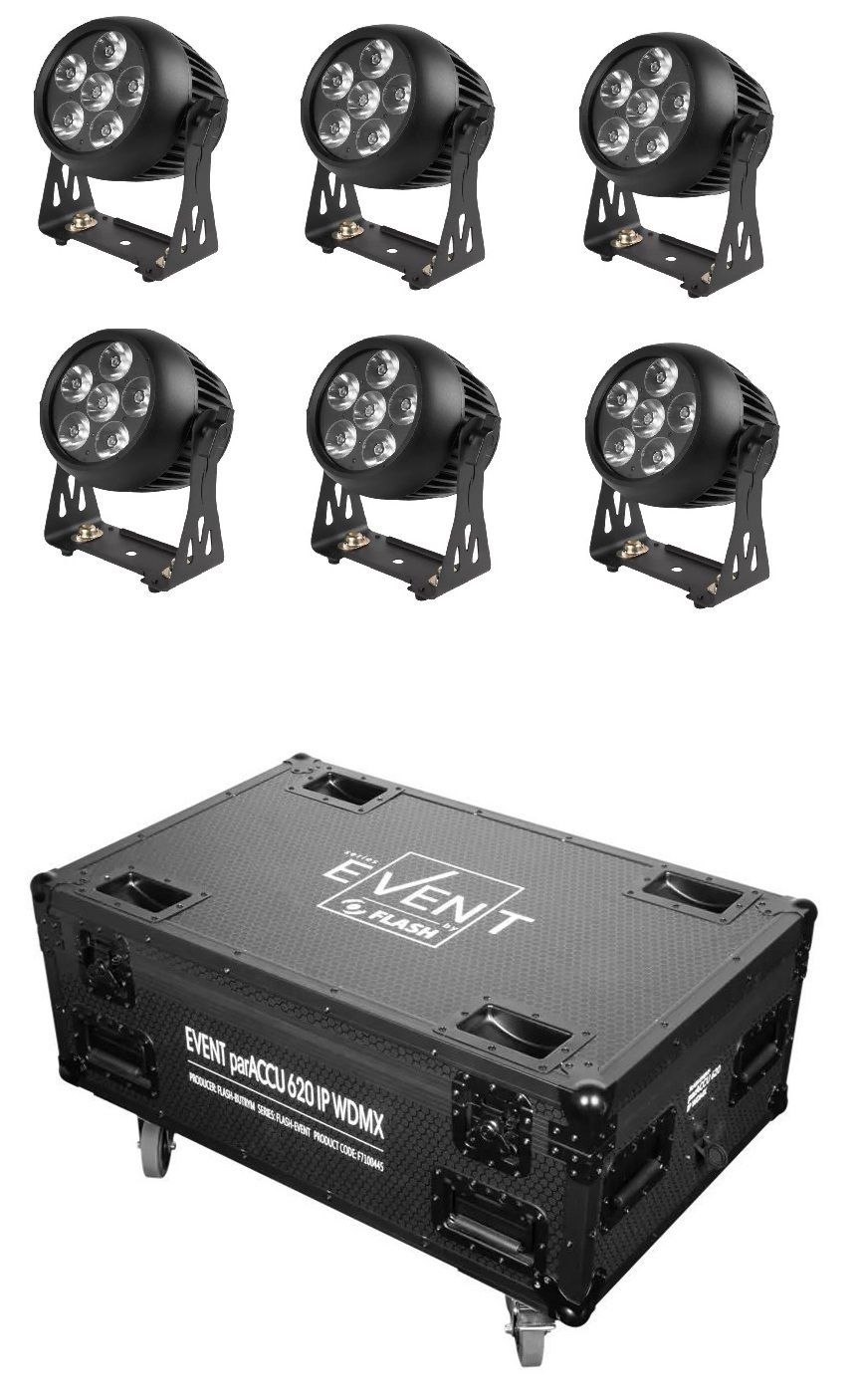 Flash 6x ParACCU 620 IP WDMX + case - zestaw reflektorów