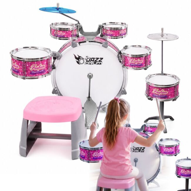 SUPRIMO K-DRUMS 3 różowa perkusja dla dzieci zesta