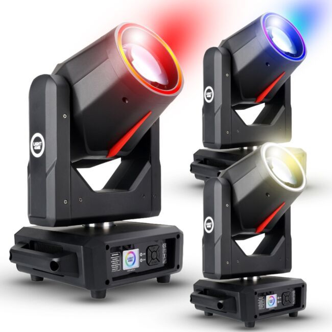  LIGHT4ME RED LINE 10R BEAM 295W głowica ruchoma beam lampa wyładowcza oświetlenie sceniczne DMX efekt ring LED 2x uchwyt montaż