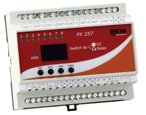 PXM PX257-OC Switchpack - przekaźniki elektroniczne 12-24 DC sterowane DMX PXM PX257-OC Switchpack - przekaźniki elektroniczne 12-24 DC sterowane DMX