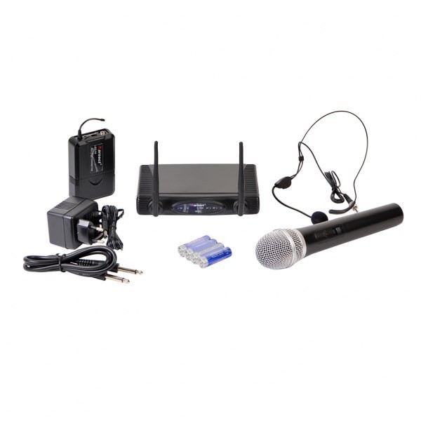 Karsect WR-9D/HT-15 /PT-15/HT-9A - system bezprzewodowy z mikrofonem do ręki i nagłownym Karsect WR-9D/HT-15/PT-15/HT-9A - system bezprzewodowy z mikrofonem do ręki i nagłownym USZKODZONY