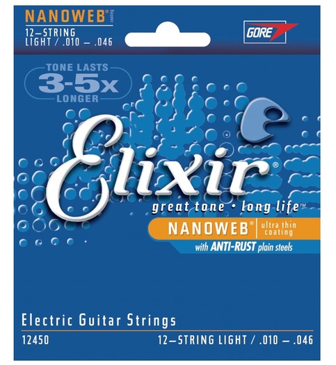 Elixir 12450 - struny do gitary elektrycznej NanoWeb 10-46 (12 string)