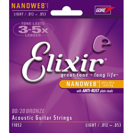 Elixir 11052 - struny do gitary akustycznej NanoWeb 12-53
