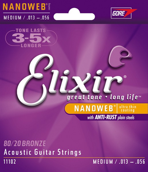 Elixir 11102 - struny do gitary akustycznej NanoWeb Bronze 13-56