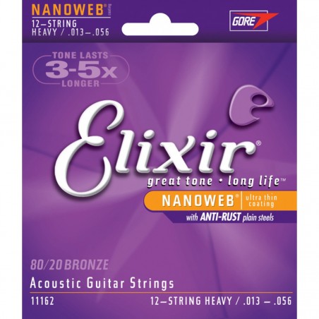 Elixir 11172 - struny do gitary akustycznej 12 strunowej NanoWeb 13-56