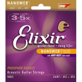 Elixir 16052 - struny do gitary akustycznej Phosphor Bronze NanoWeb 12-53