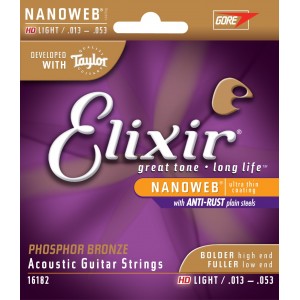 Elixir 16182 - struny do gitary akustycznej Phosphor Bronze NanoWeb 13-53