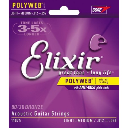 Elixir 11075 - struny do gitary akustycznej PolyWeb 12-56