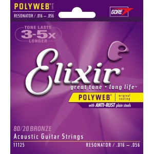 Elixir 11125 - struny do gitary akustycznej PolyWeb Resonator 16-56