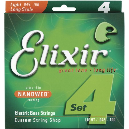 Elixir 14052 - struny do gitary basowej 4 strunowej NanoWeb 45-100