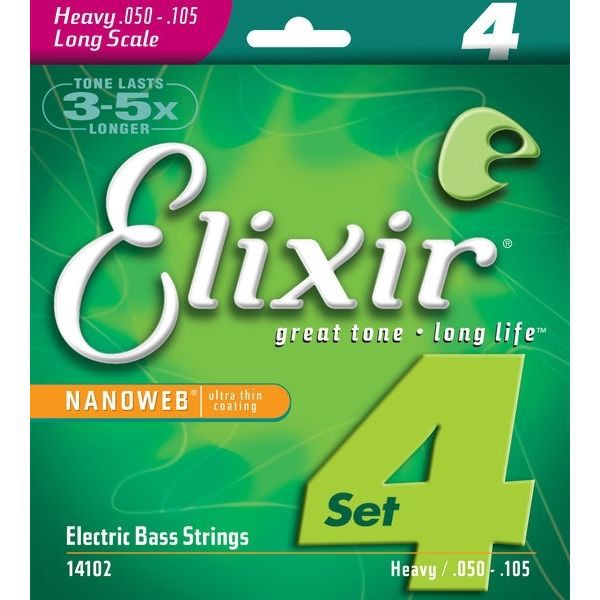 Elixir 14102 - struny do gitary basowej 4 strunowej NanoWeb 50-105 Elixir 14102 - struny do gitary basowej 4 strunowej NanoWeb 50-105
