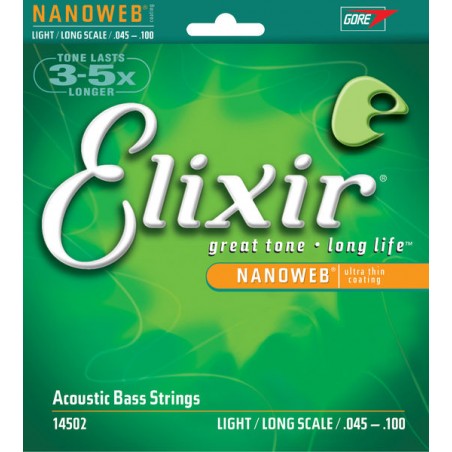 Elixir 14502 - struny do gitary basowej NanoWeb 45-100