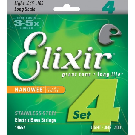 Elixir 14652 - struny do gitary basowej NanoWeb 45-100