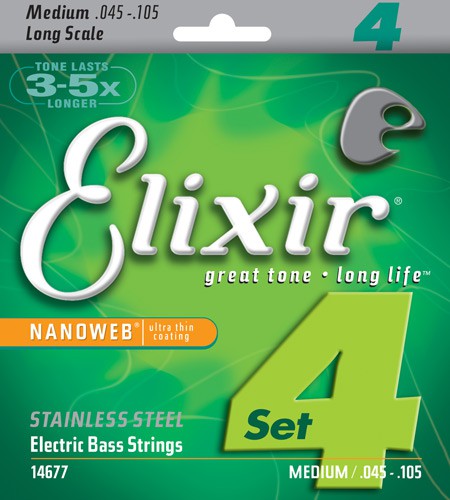 Elixir 14677 - struny do gitary basowej NanoWeb 45-105