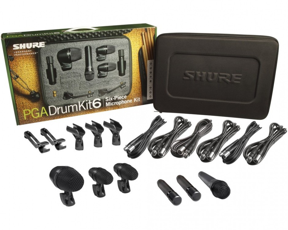 Shure PGADRUMKIT6 - zestaw mikrofonów instrumentalnych Shure PGADRUMKIT6 - zestaw mikrofonów instrumentalnych