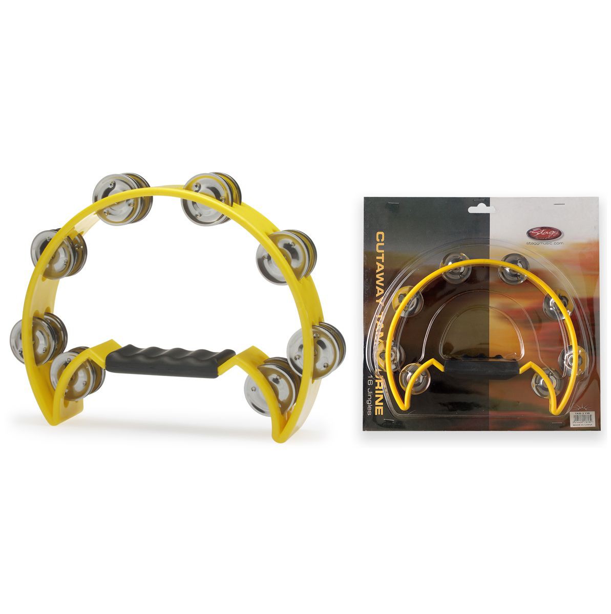 Stagg TAB 2 YW - tamburyn plastikowy z uchwytem Stagg TAB 2 YW - tamburyn plastikowy z uchwytem