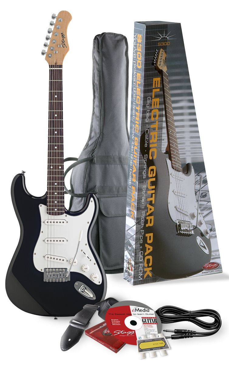 Stagg S 300 BK Pack 2 - gitara elektryczna z wyposażeniem Stagg S 300 BK Pack 2 - gitara elektryczna z wyposażeniem
