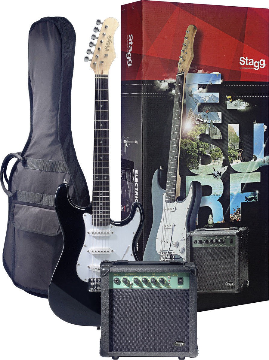 Stagg ESURF 250 BK - gitara elektryczna, zestaw