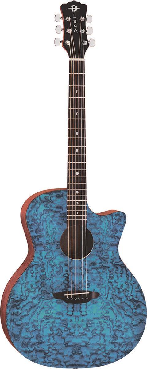 Luna Gypsy Exotic Quilted Ash Trans Blue - gitara akustyczna