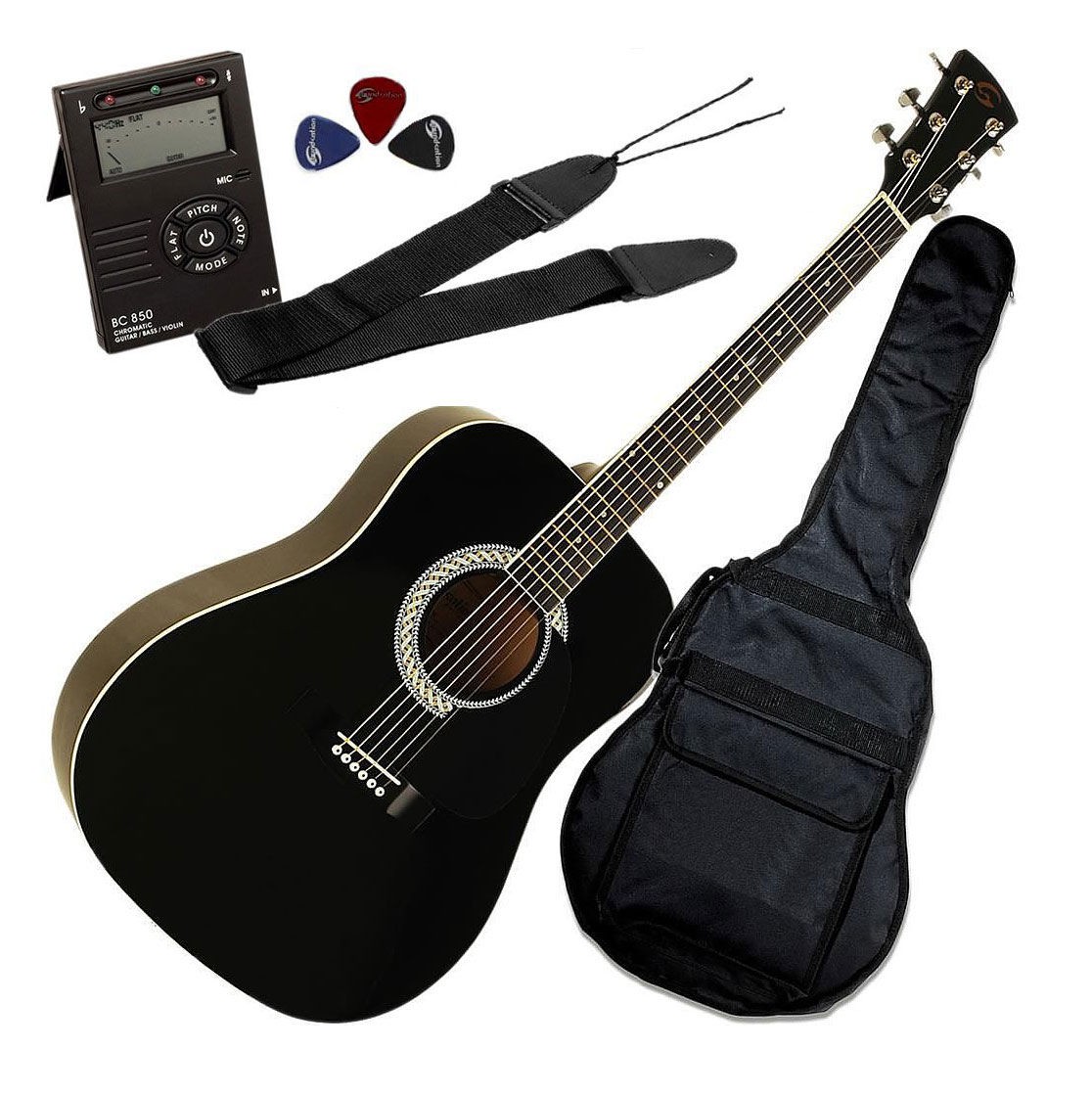 Soundsation AGPKG100BK Pack - gitara akustyczna plus zestaw akcesoriów Soundsation AGPKG100BK Pack - gitara akustyczna plus zestaw akcesoriów