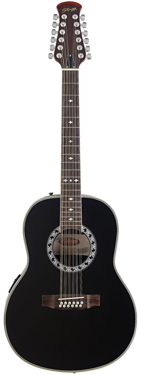Stagg A 1012 BK - gitara elektro-akustyczna, 12-sto strunowa