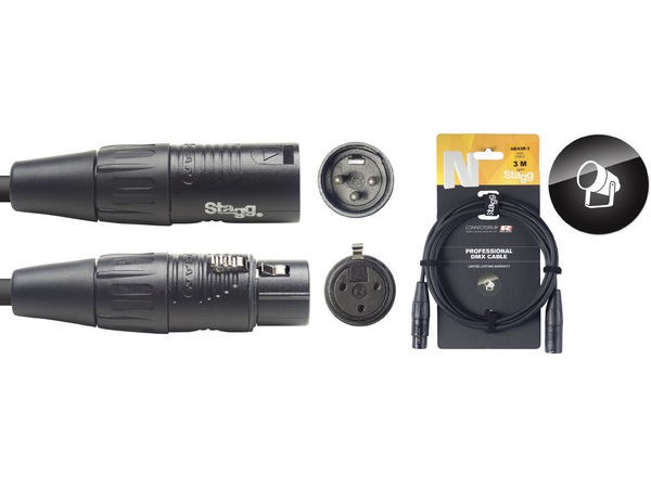 Stagg NDX3R3 - kabel DMX 3m Stagg NDX3R3 - kabel DMX 3m