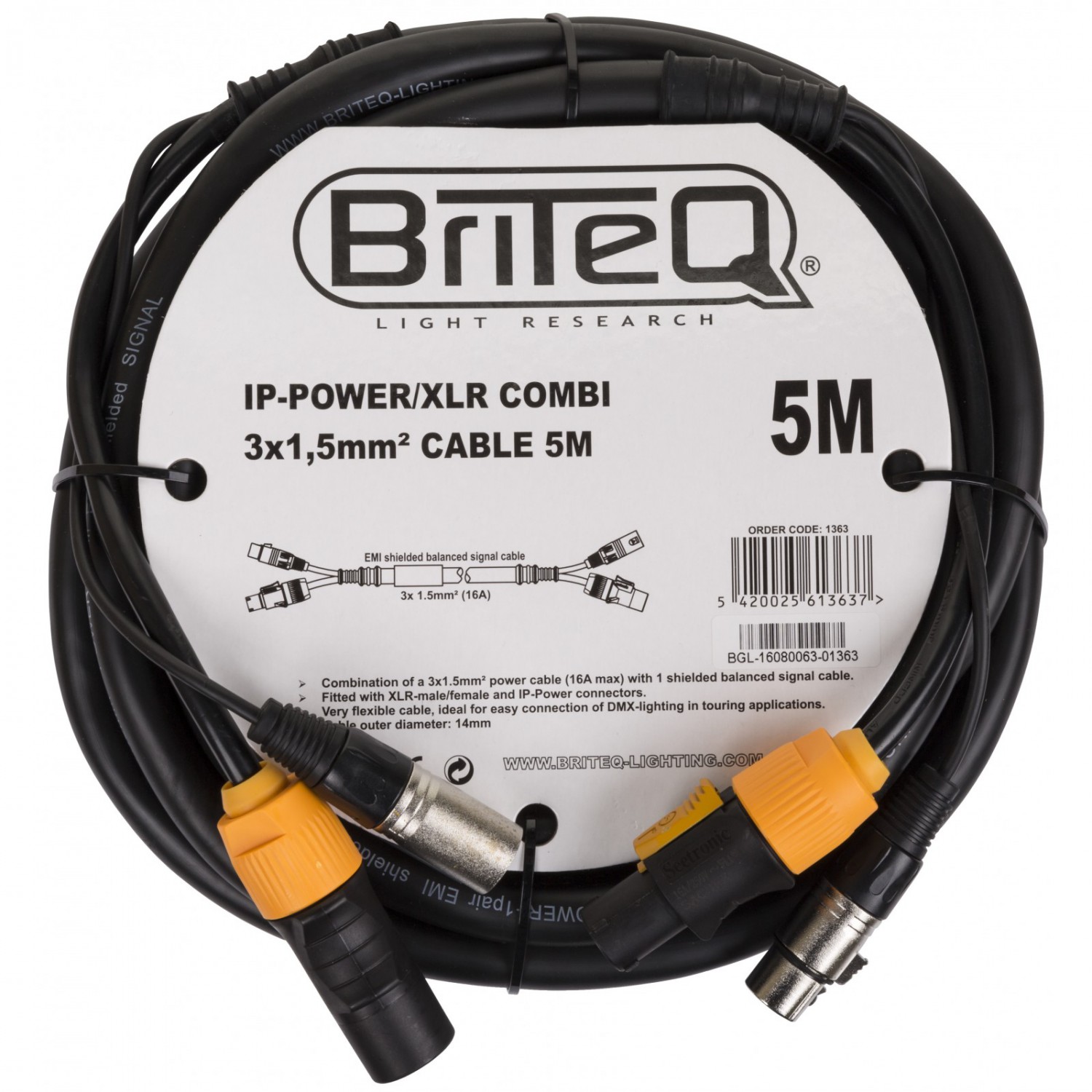 Briteq IP-POWER/XLR COMBI CABLE 5M - kabel kombo powercon/xlr 5m